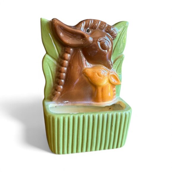 Vintage Royal Copley Deer and Fawn Wall Pocket/Planter - Picture 1 of 13